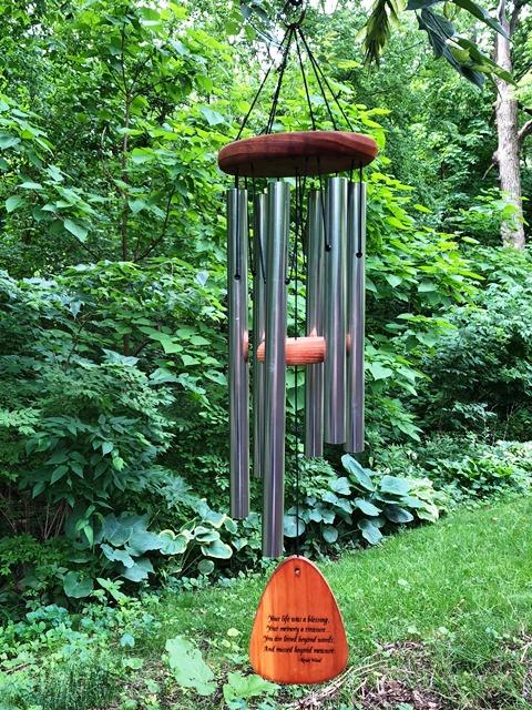 Wind chimes in shop memory of mother