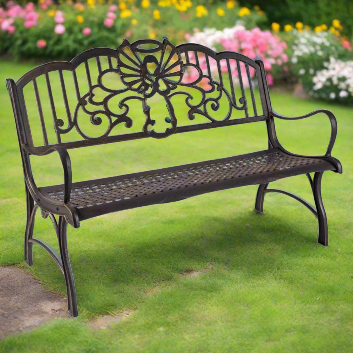 Angel Bench | Cast Iron Outdoor Garden Bench - The Comfort Company