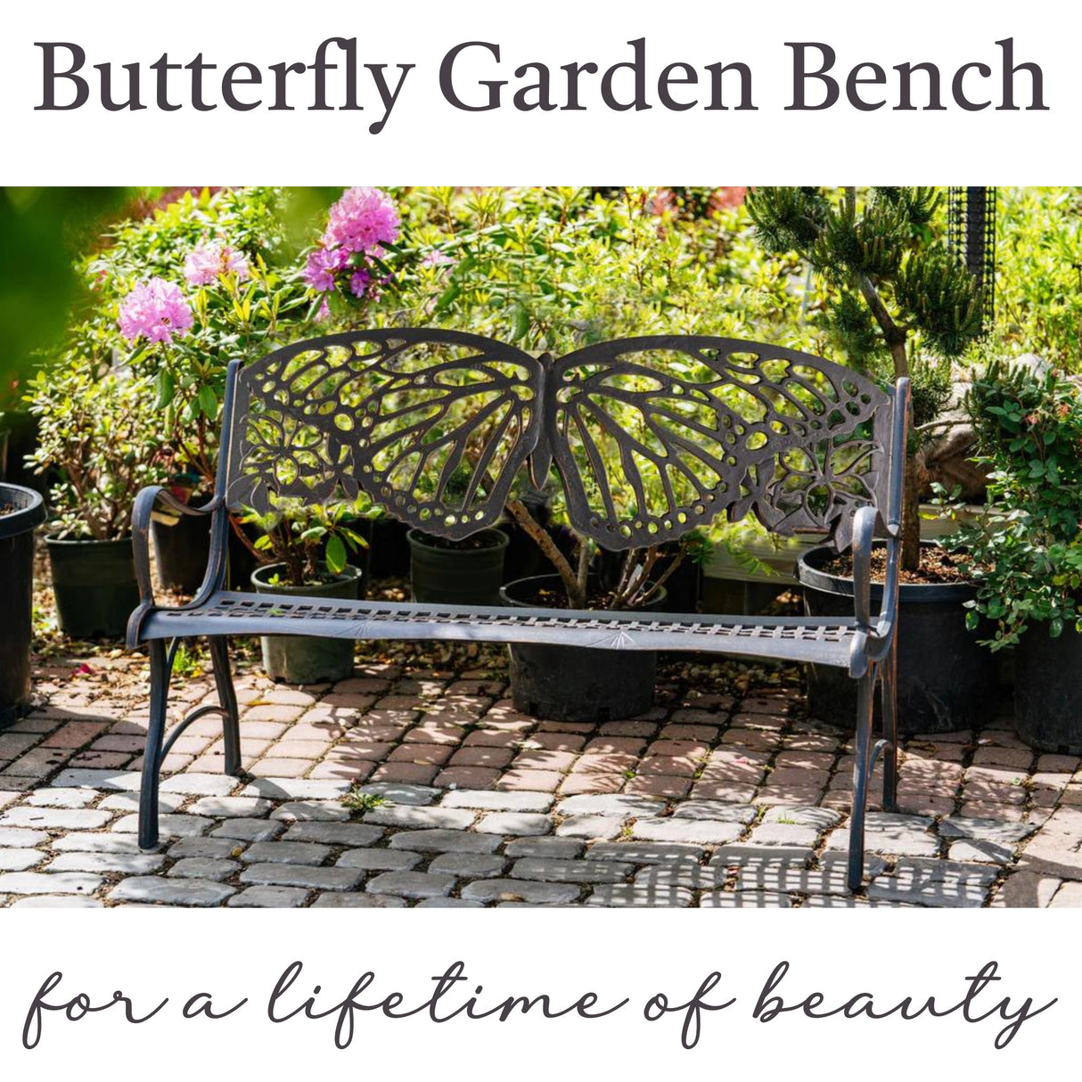 Butterfly Bench | Outdoor Metal Butterfly Garden Bench - The Comfort Company