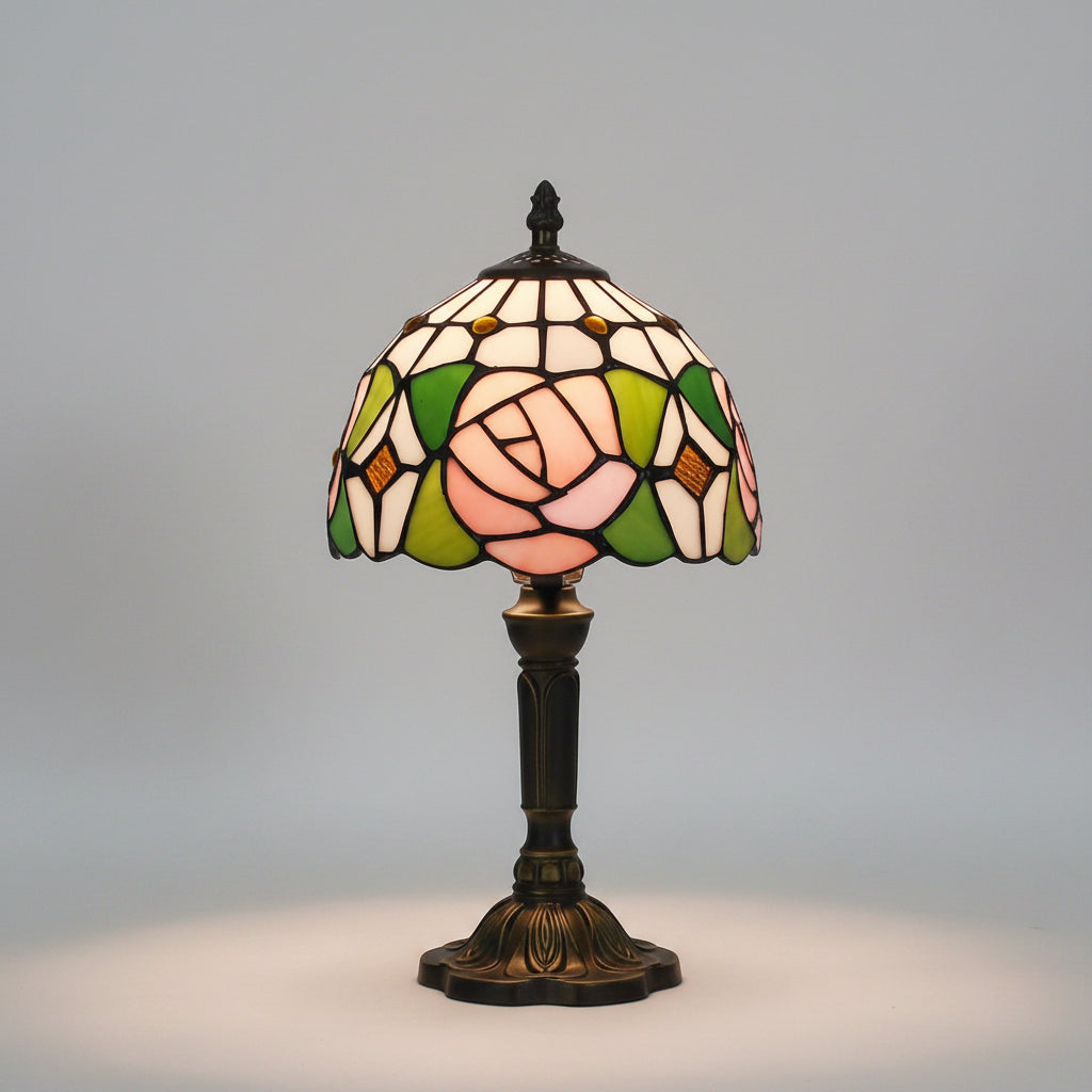 Everlasting Rose Remembrance Lamp |Stained Glass Memorial Lamp - The Comfort Company