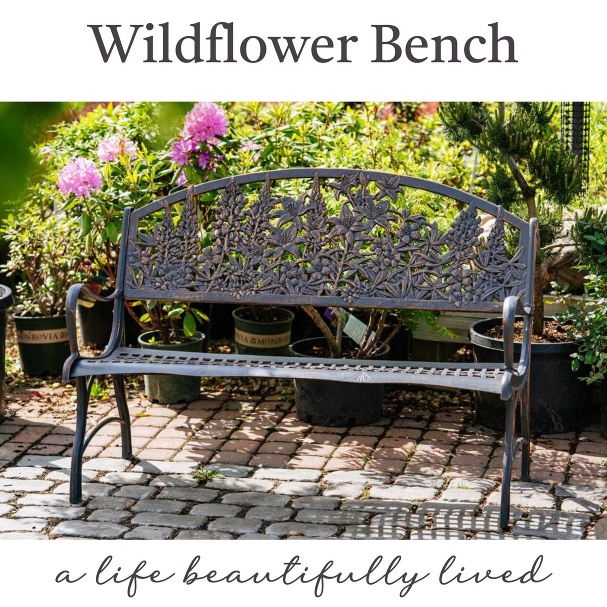 Wildflower Bench | Iron Garden Bench - The Comfort Company