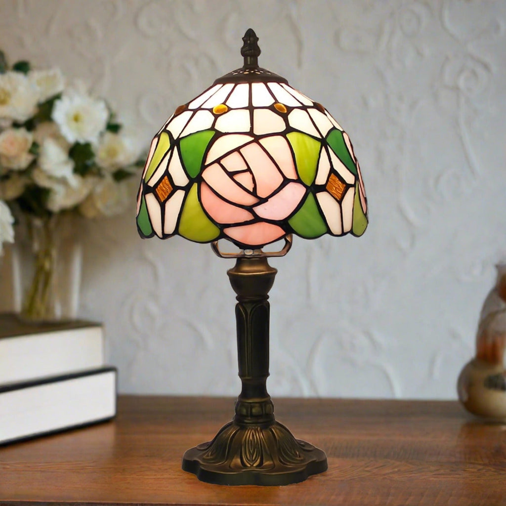 Everlasting Rose Remembrance Lamp |Stained Glass Memorial Lamp - The Comfort Company