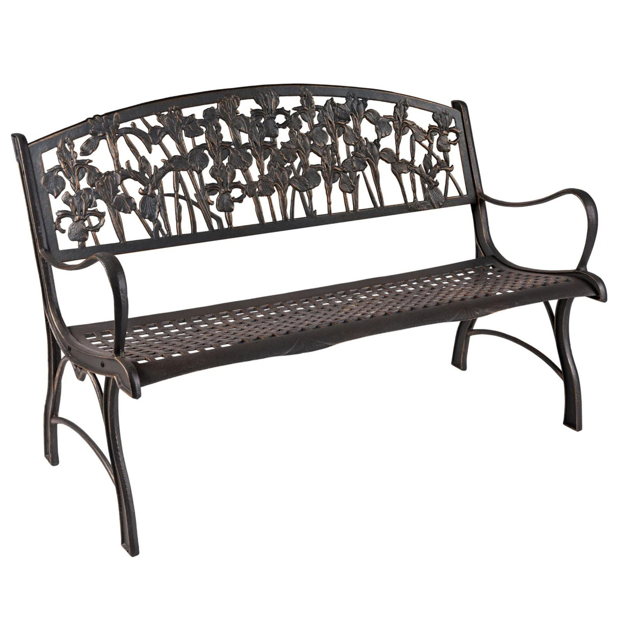 Iris Bench | Outdoor Cast Iron Garden Bench - The Comfort Company
