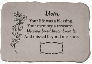 Loss of Mom Personalized Garden Memorial Stone - The Comfort Company