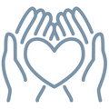 Helping hands with heart icon
