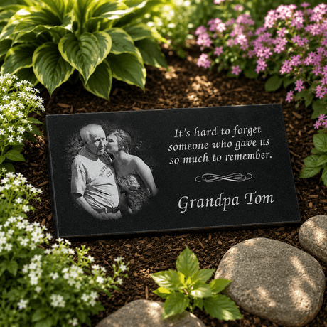 Personalized Granite Memorial Marker with Photo - The Comfort Company