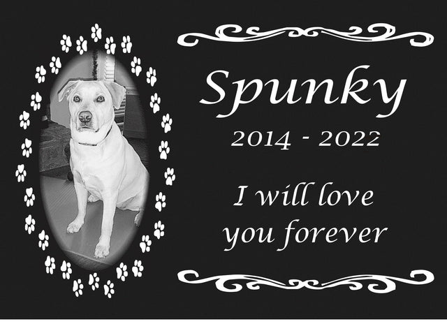 Personalized Granite Pet Memorial Marker with Photo - The Comfort Company