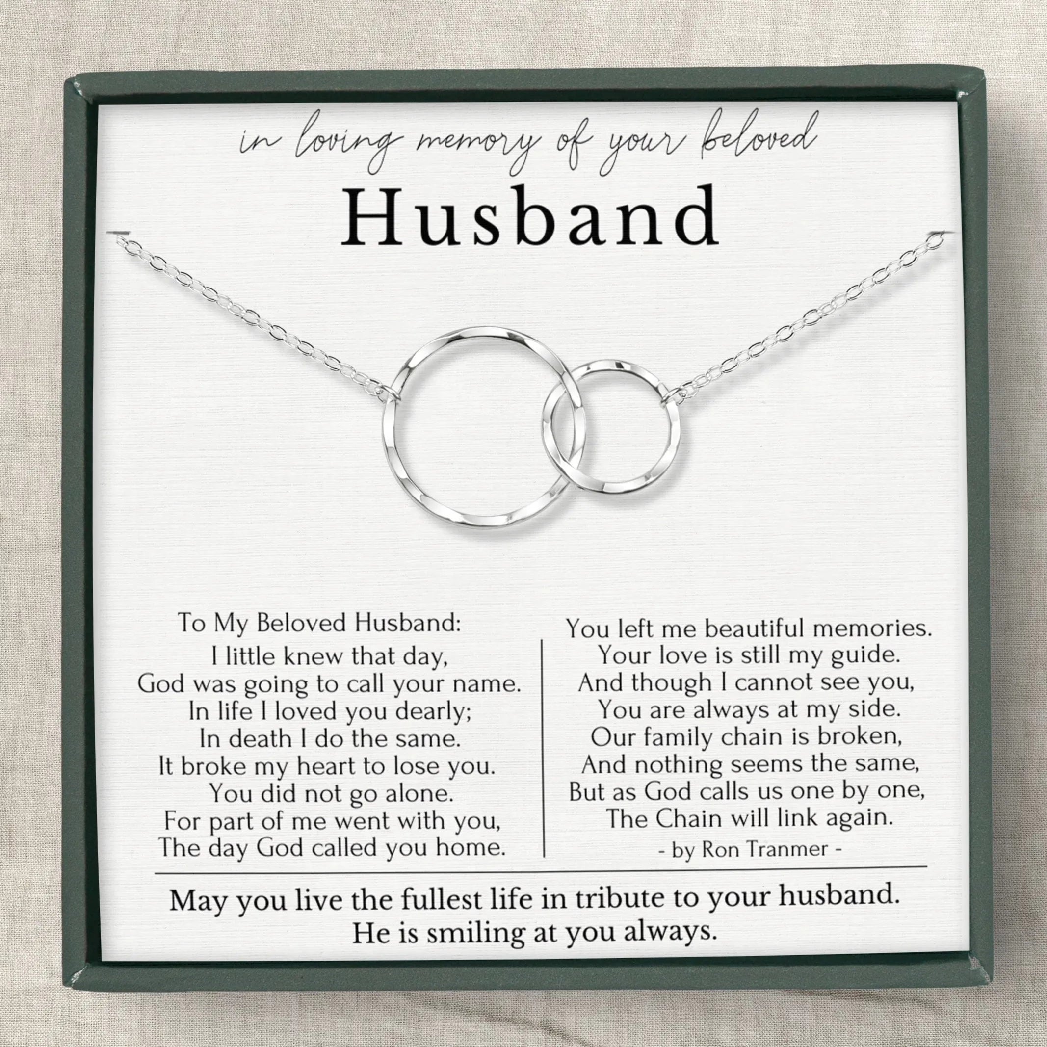 Eternal Rings Memorial Necklace for Loss of Husband Gift