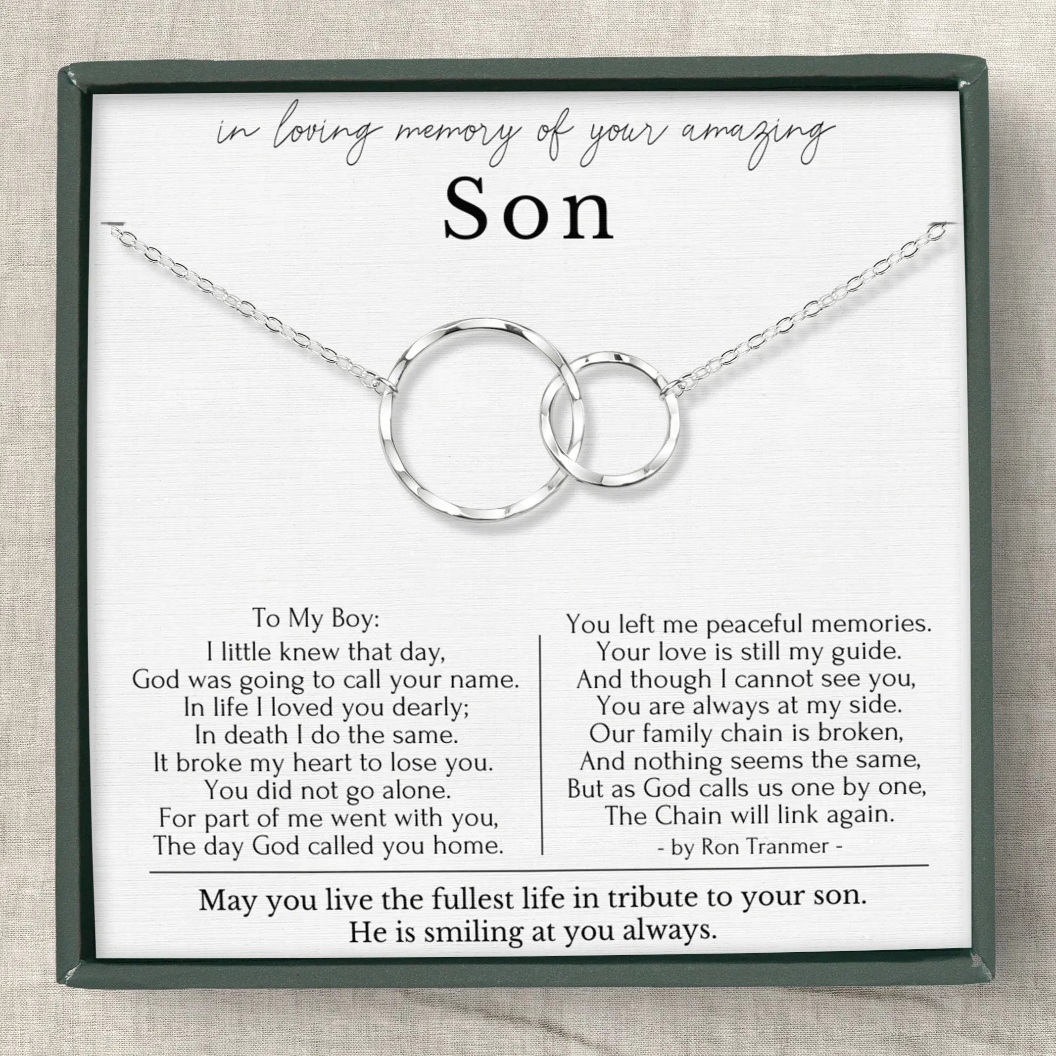 Memorial necklace for loss of son deals