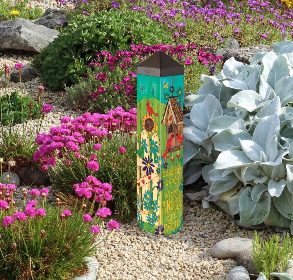 Memorial Garden Art Pole | Angels Appear When Cardinels are Near - The Comfort Company