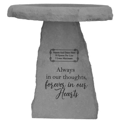 Memorial Garden Bird Bath | Personalized Memorial Forever In Our Hearts - The Comfort Company