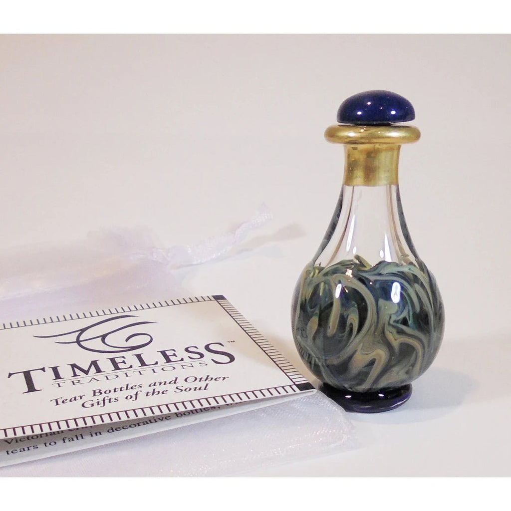 Tear Bottle | Blue Hand Blown Marble - The Comfort Company